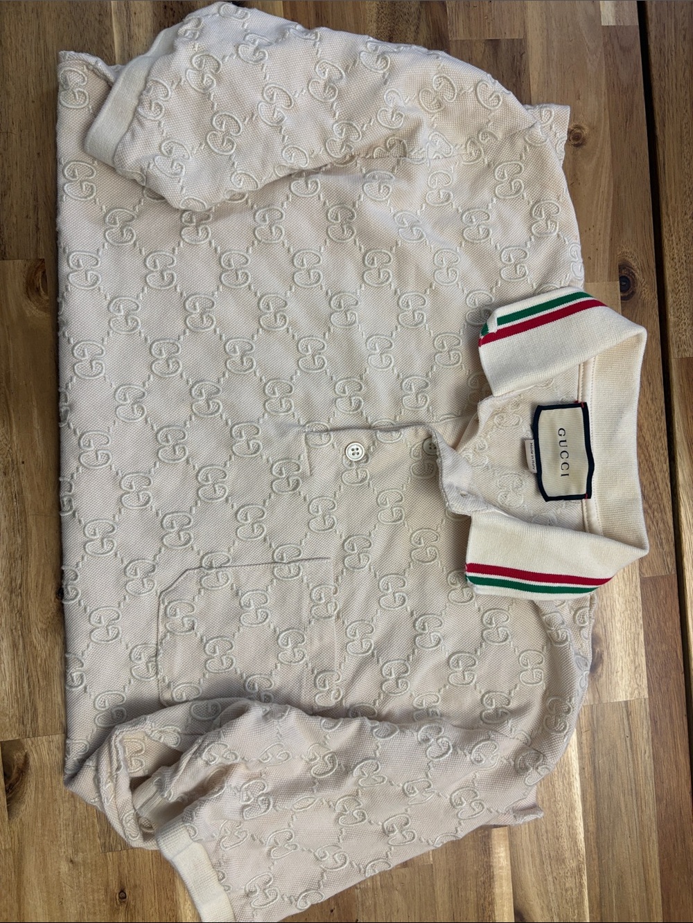 Gucci Cream Polo with Green and Red Trim